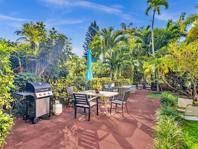 view of patio with area for grilling