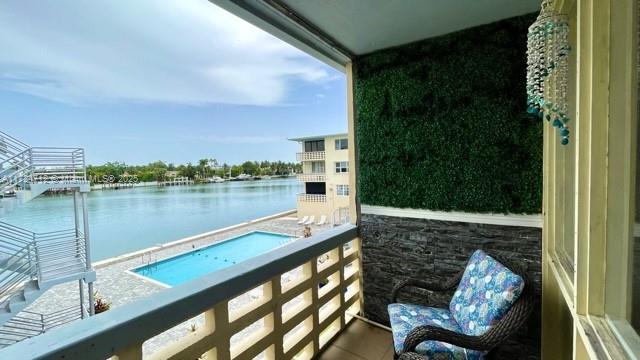 balcony with a water view