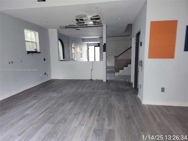 interior space with hardwood / wood-style floors