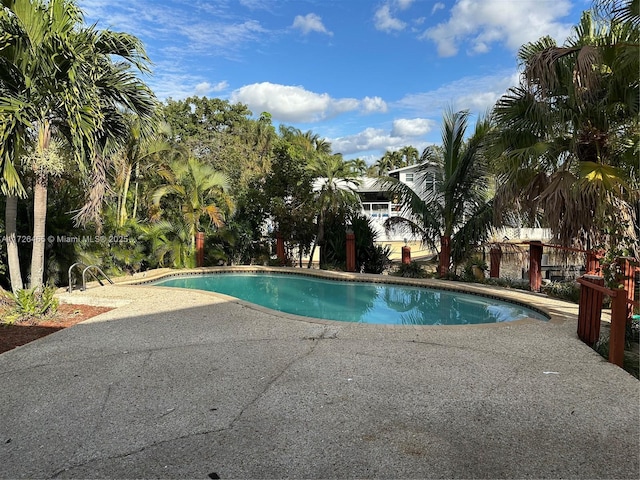 view of swimming pool with a patio