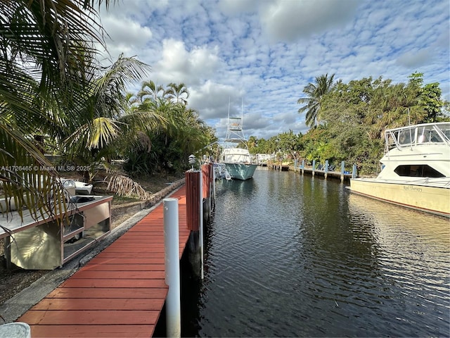 dock area featuring a water view