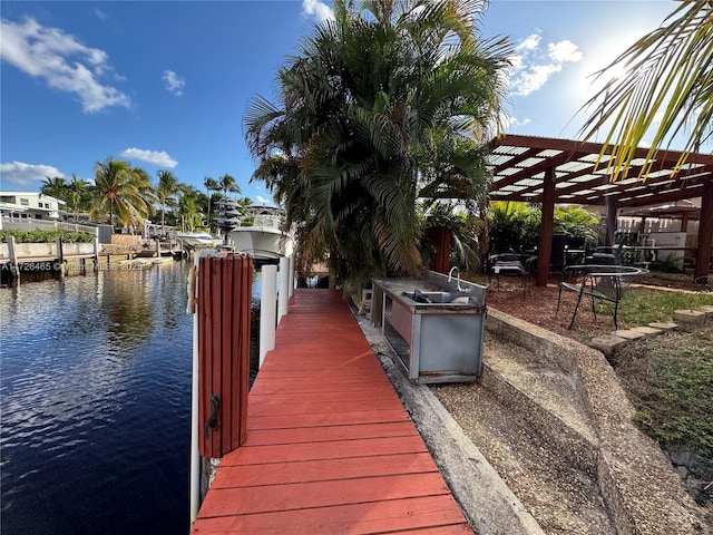 dock area featuring sink and a water view