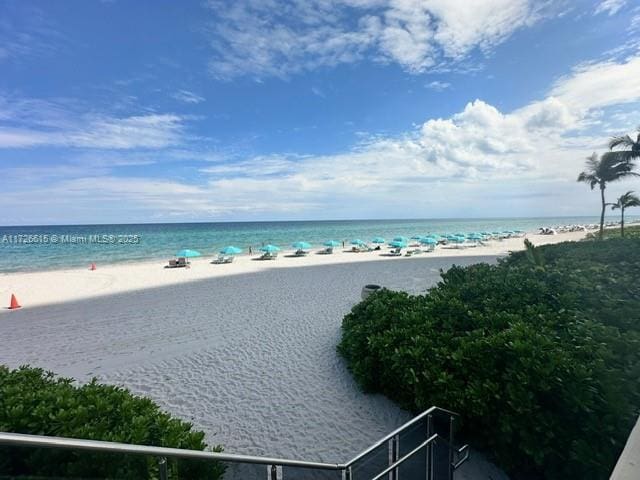 view of water feature featuring a beach view