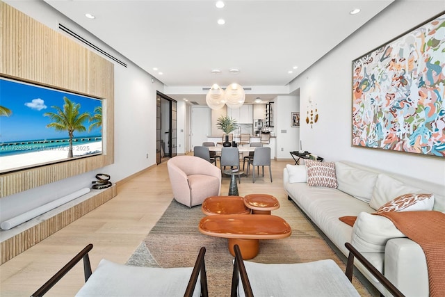 living room featuring light hardwood / wood-style floors