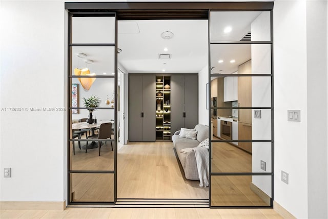 living room with light wood-type flooring