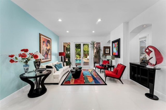 living room with french doors