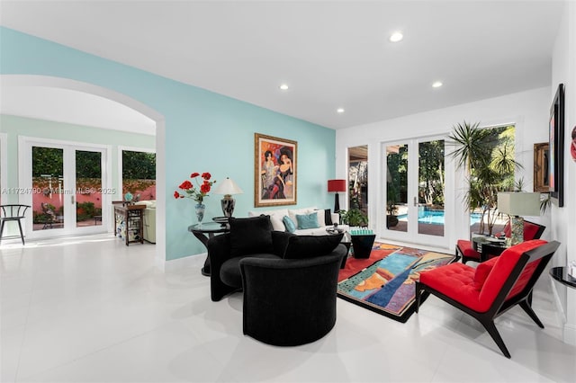 living room with french doors