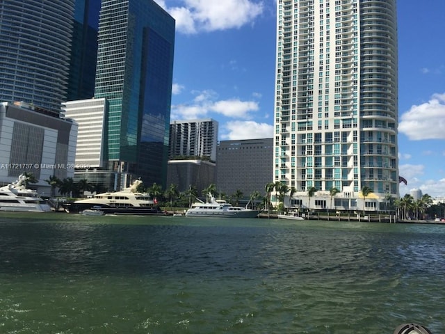 property's view of city with a water view