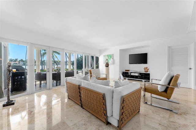 living room featuring french doors