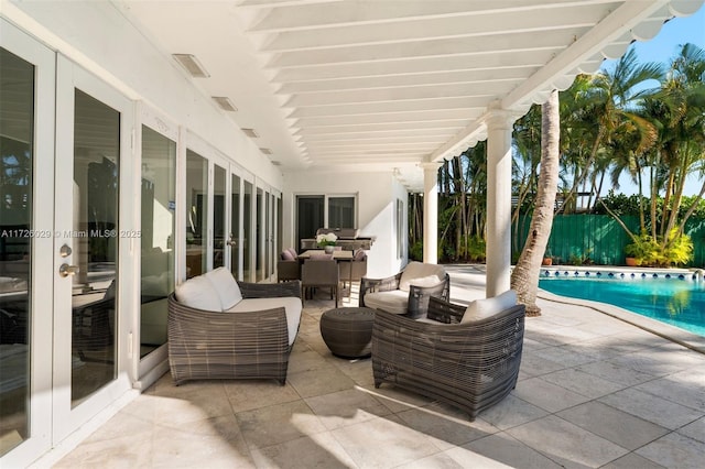 view of patio featuring outdoor lounge area