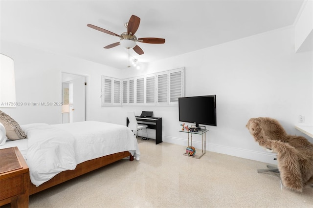 bedroom featuring ceiling fan