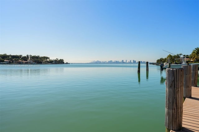 property view of water featuring a dock