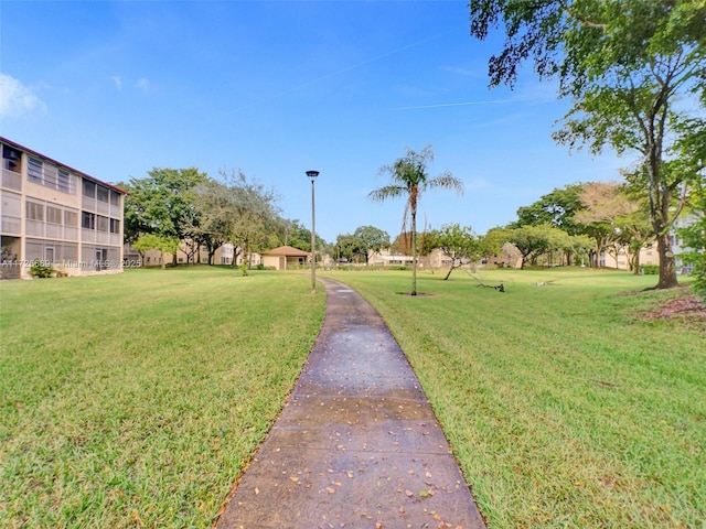 view of property's community with a yard