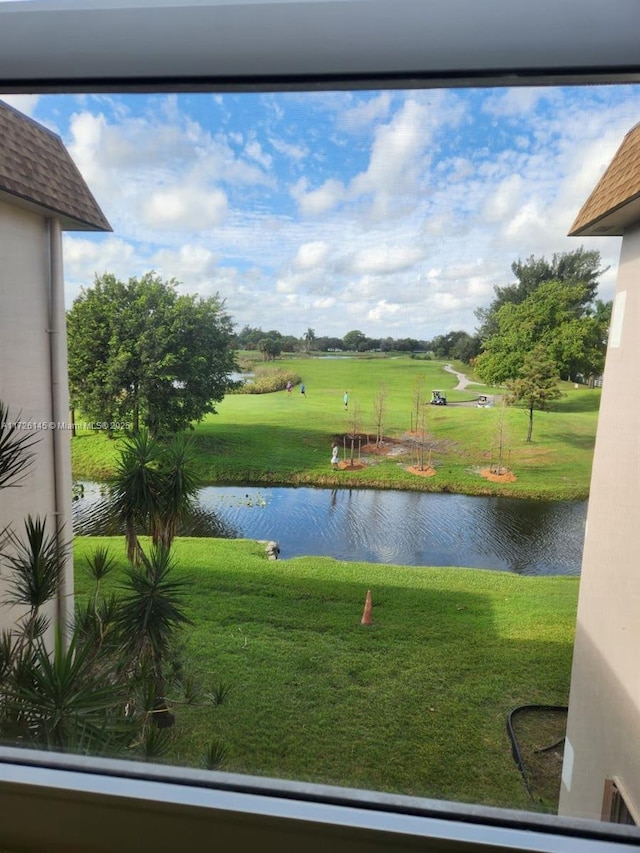 property view of water featuring golf course view