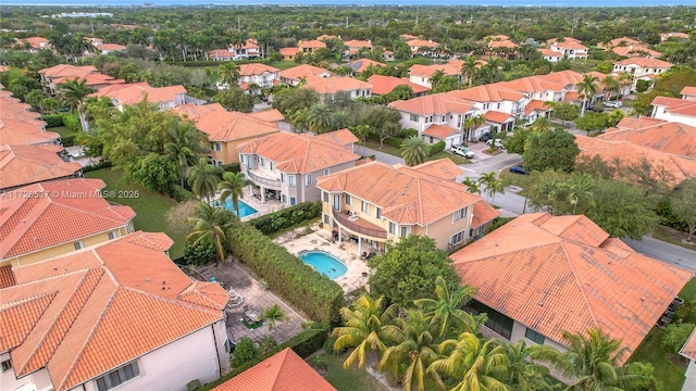 birds eye view of property with a residential view