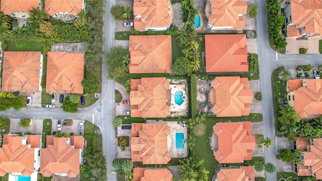 aerial view with a residential view