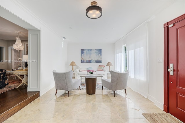 interior space featuring crown molding