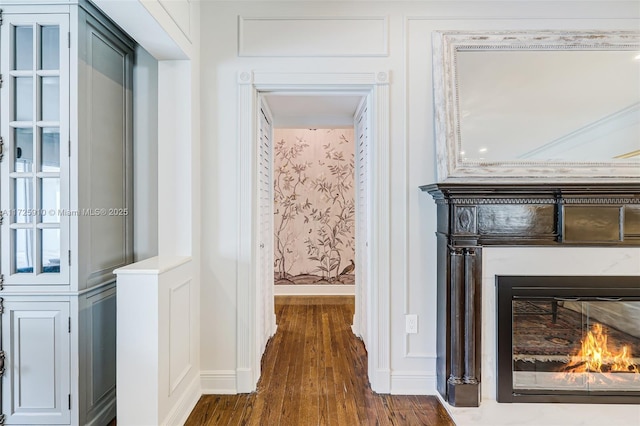 hall featuring dark hardwood / wood-style floors