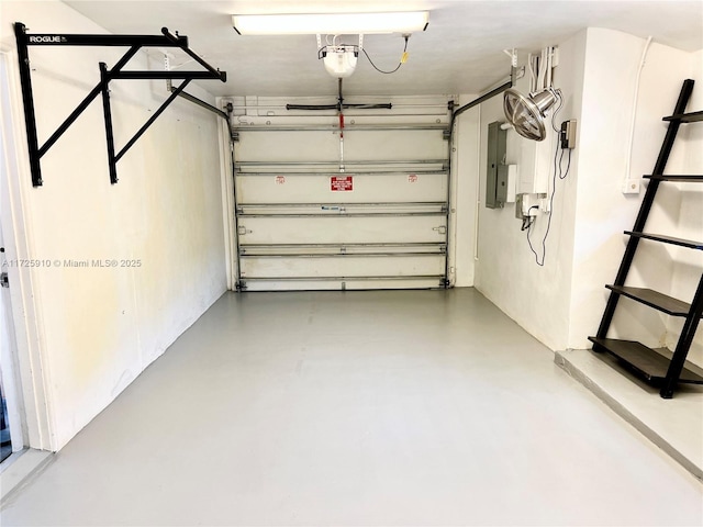 garage with a garage door opener