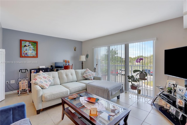 view of tiled living room