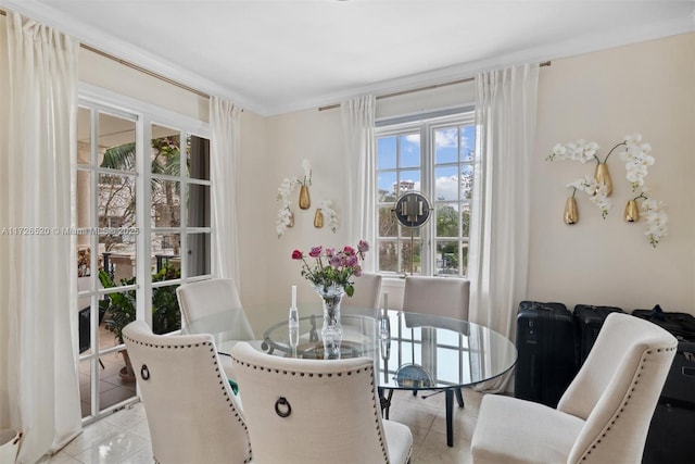 view of tiled dining space