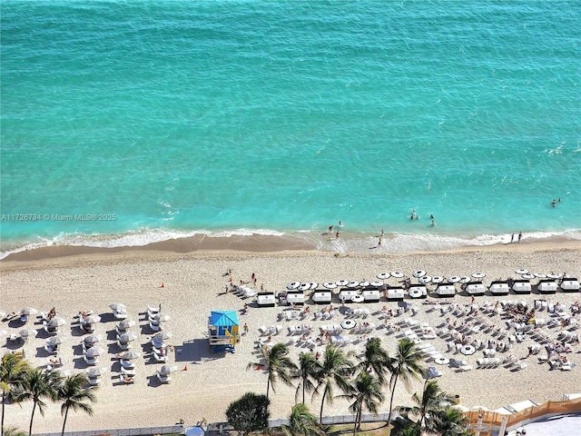 view of water feature featuring a beach view