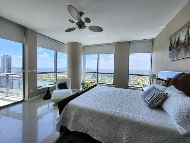 3535 S Ocean Dr Unit 2805, Hollywood, FL 33019 - tiled bedroom with baseboards, access to outside, and a city view