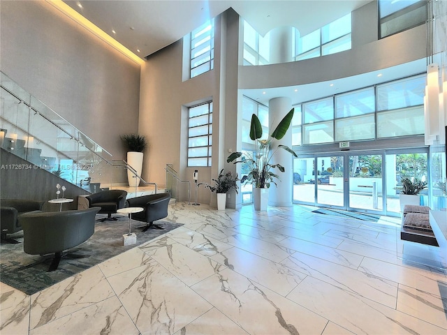 3535 S Ocean Dr Unit 2805, Hollywood, FL 33019 - community lobby with a high ceiling and stairway