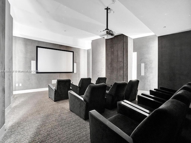 home theater featuring carpet