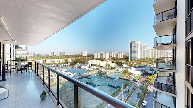 balcony with a water view