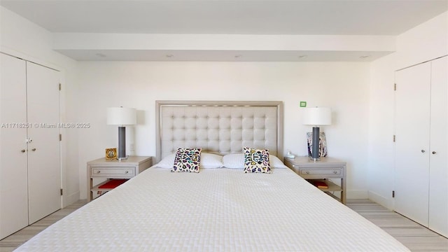 bedroom featuring light hardwood / wood-style floors