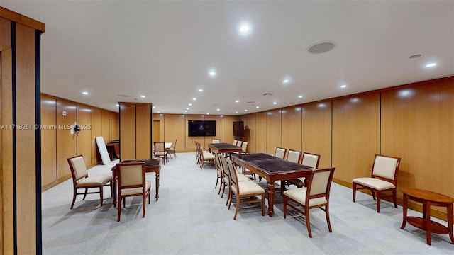 view of carpeted dining area