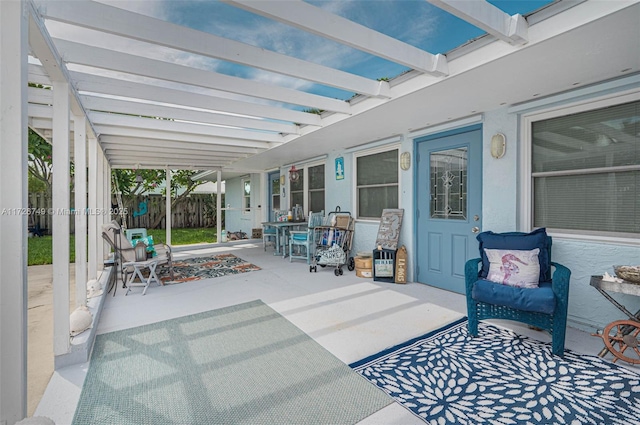 view of patio featuring a pergola