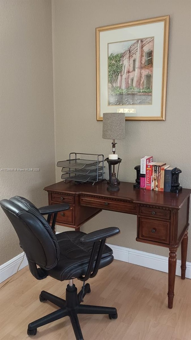 office area featuring light hardwood / wood-style flooring