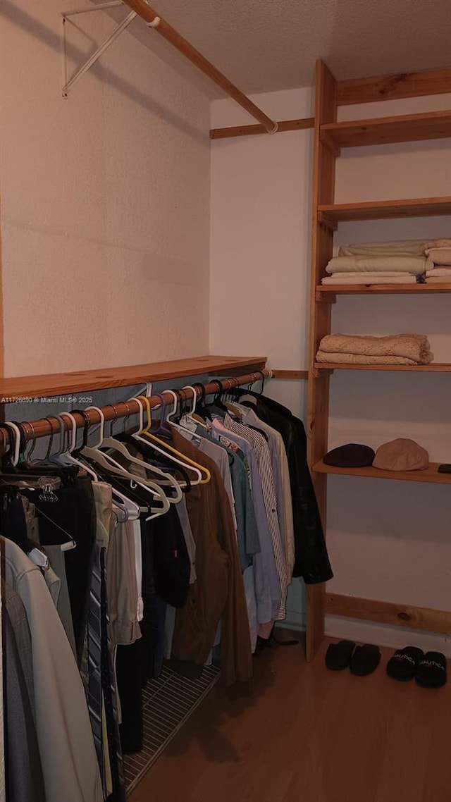 spacious closet with hardwood / wood-style floors