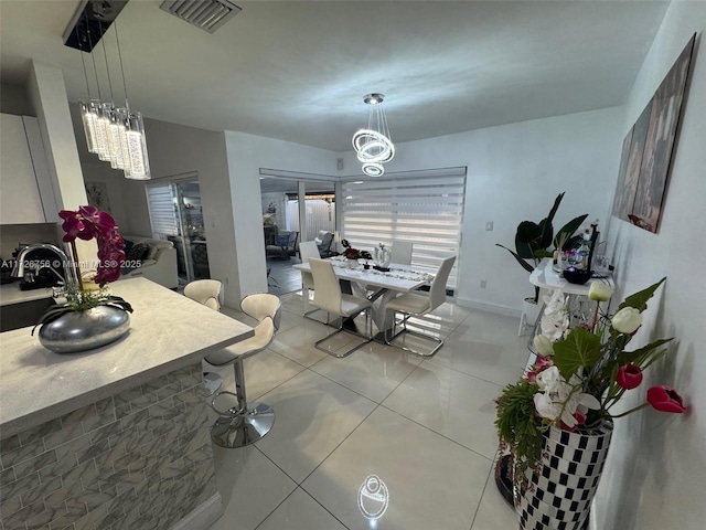 view of tiled dining area