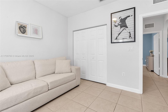 view of tiled living room