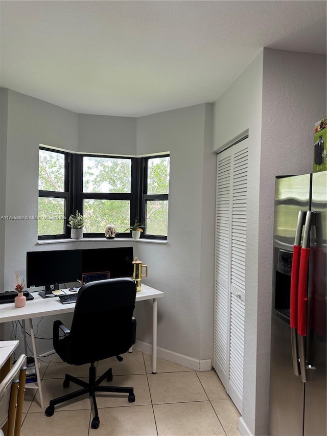 view of tiled home office