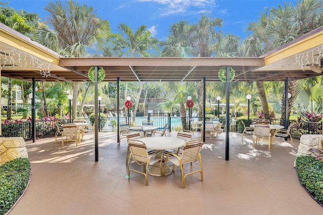 view of patio featuring a pergola