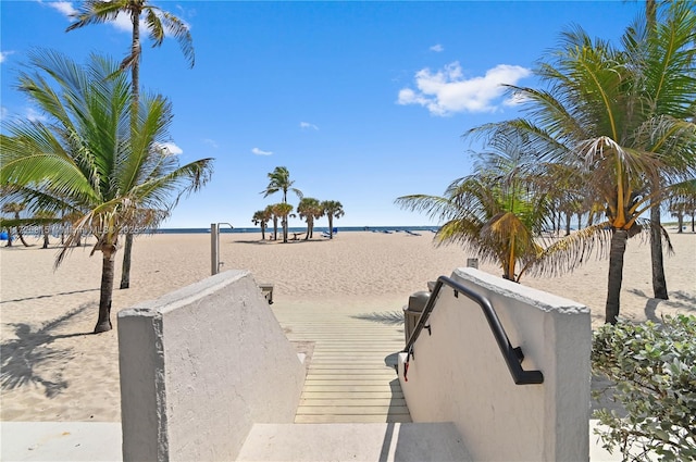 view of community featuring a view of the beach and a water view