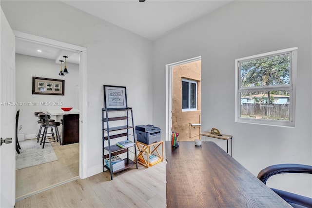 office space featuring light hardwood / wood-style flooring