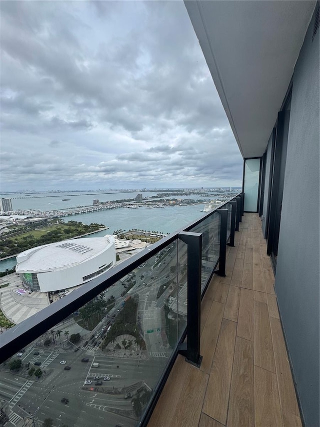 balcony with a water view