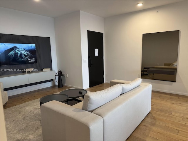 living room featuring light wood-type flooring