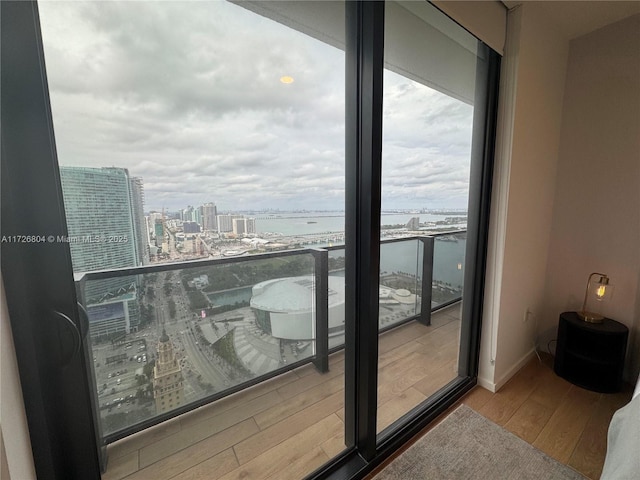 balcony featuring a water view