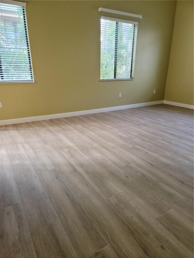 spare room featuring light wood-type flooring and a wealth of natural light