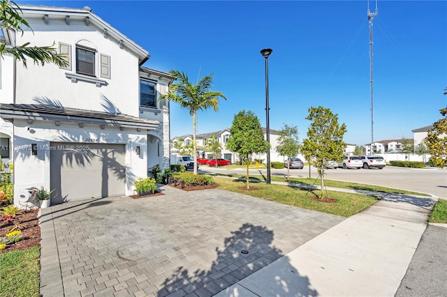 exterior space featuring a garage