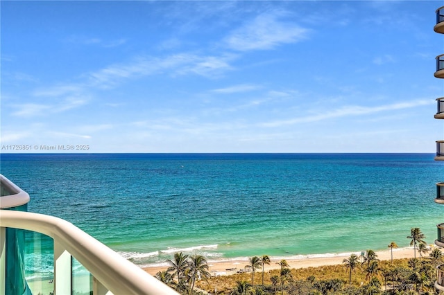 property view of water featuring a view of the beach