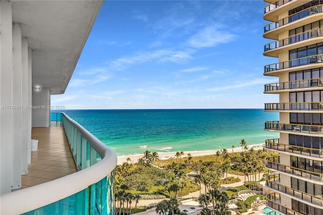 view of water feature featuring a beach view