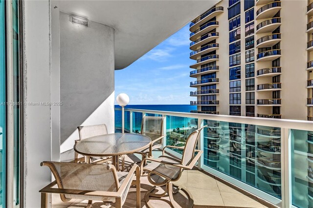 balcony with a water view