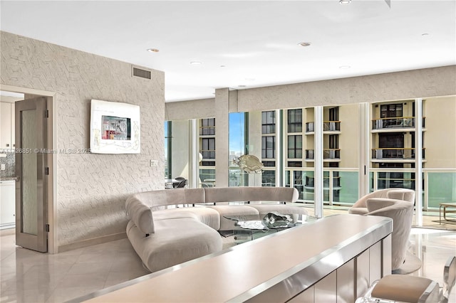 view of tiled living room